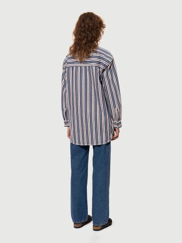 glore Nudie Jeans Mina Denim Shirt Stripe Vierteljährliche Förderung