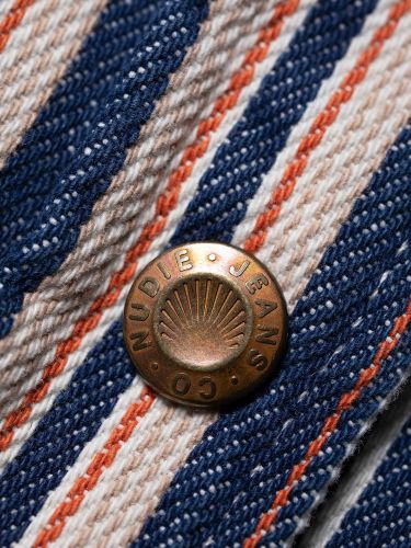 glore Nudie Jeans Mina Denim Shirt Stripe Vierteljährliche Förderung