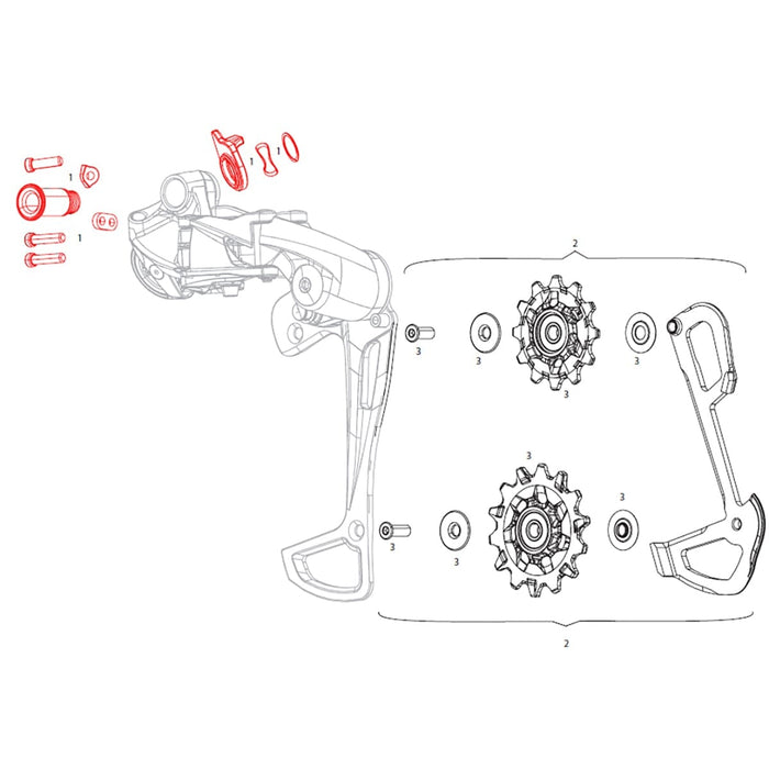 SRAM EAGLE GX 12V Hinterer Umwerfer Schrauben- und Stopper-Kit